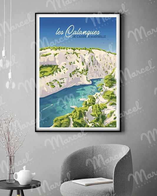 Affiche LES CALANQUES "De Cassis à Marseille"