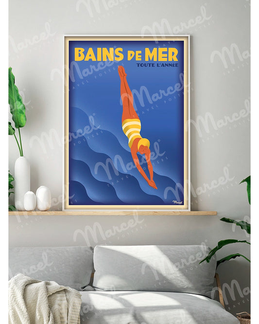 Affiche BAINS DE MER "Indigo Pop"