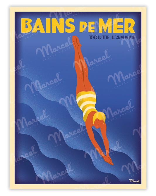 "Indigo Pop" Sea Baths Poster