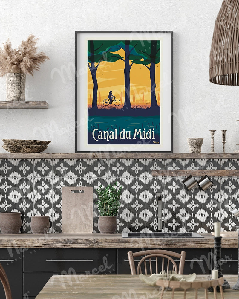 Affiche CANAL DU MIDI "Le Vélo"