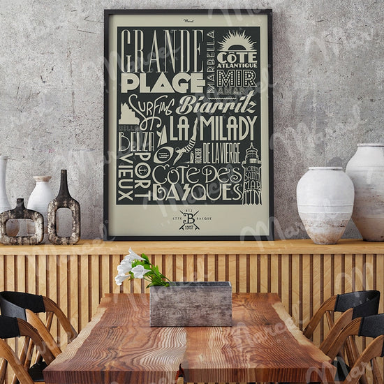 Affiche BIARRITZ "Typography"