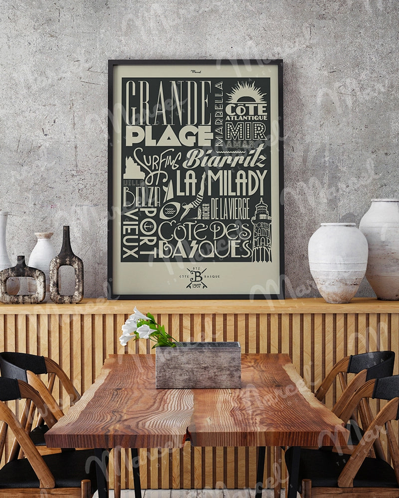 Affiche BIARRITZ "Typography"