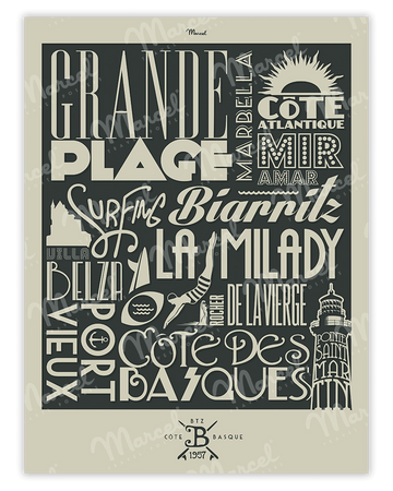 Affiche BIARRITZ "Typography"