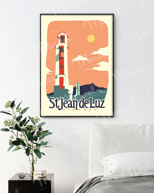 Affiche SAINT JEAN DE LUZ - CIBOURE "Les Phares"