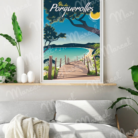 Affiche PORQUEROLLES " Plage Notre Dame "