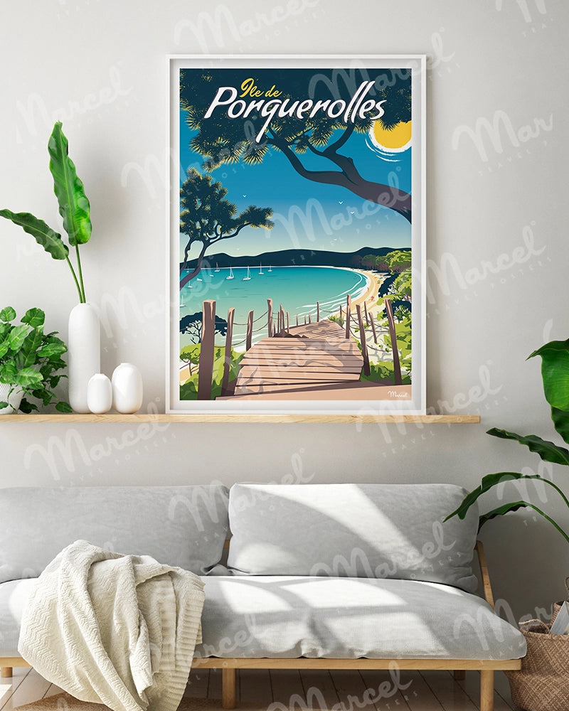 Affiche PORQUEROLLES " Plage Notre Dame "