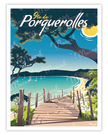 Affiche PORQUEROLLES " Plage Notre Dame "