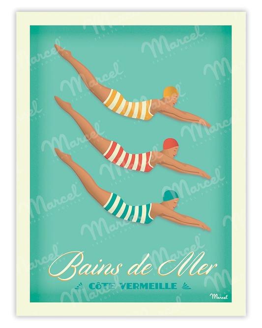 Affiche CÔTE VERMEILLE "Bains de Mer"