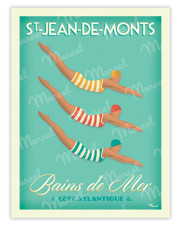 Affiche SAINT-JEAN-DE-MONTS "Bains de Mer"