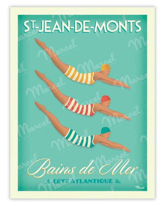 Affiche SAINT-JEAN-DE-MONTS "Bains de Mer"