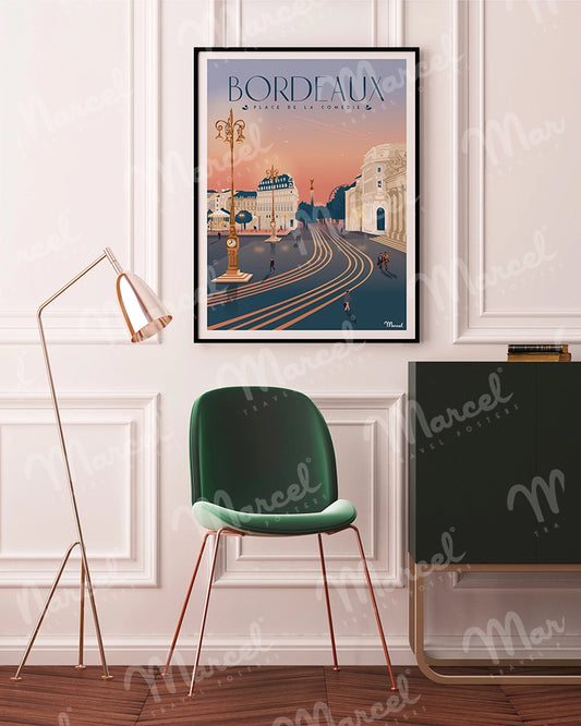 Affiche BORDEAUX "Place de la Comédie"