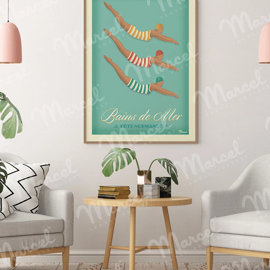 Affiche BAINS DE MER "Côte Normande"
