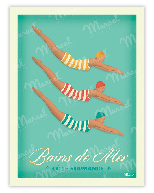 Affiche CÔTE NORMANDE "Bains de Mer"