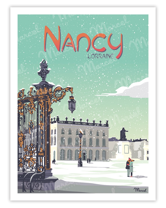 Poster NANCY "Place Stanislas" in winter