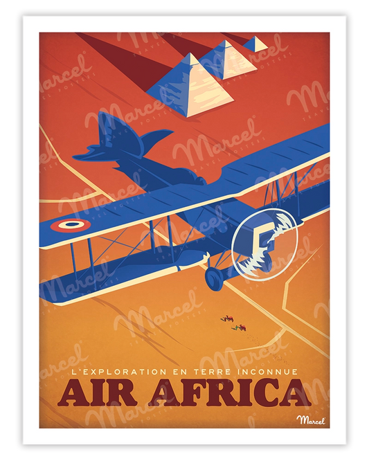 Affiche AIR AFRICA "Exploration en Terre Inconnue"