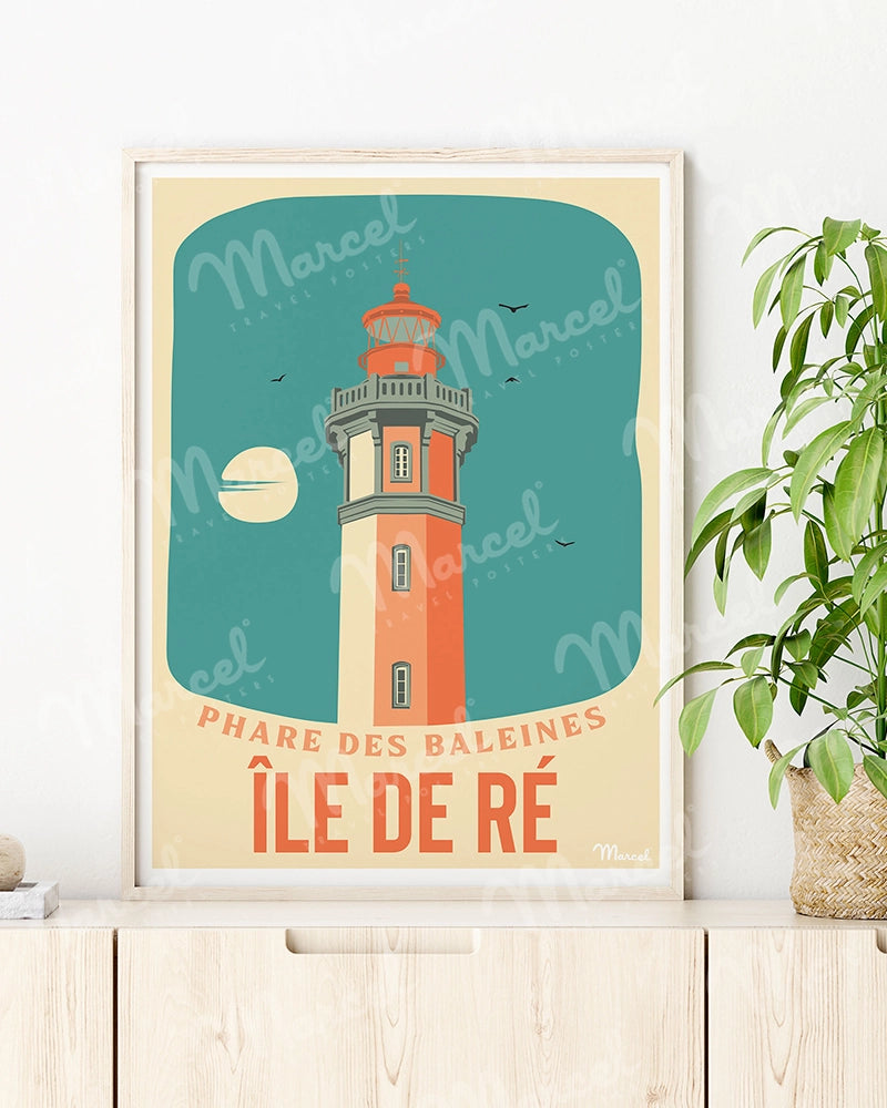 Affiche ILE DE RÉ "Phare des Baleines"