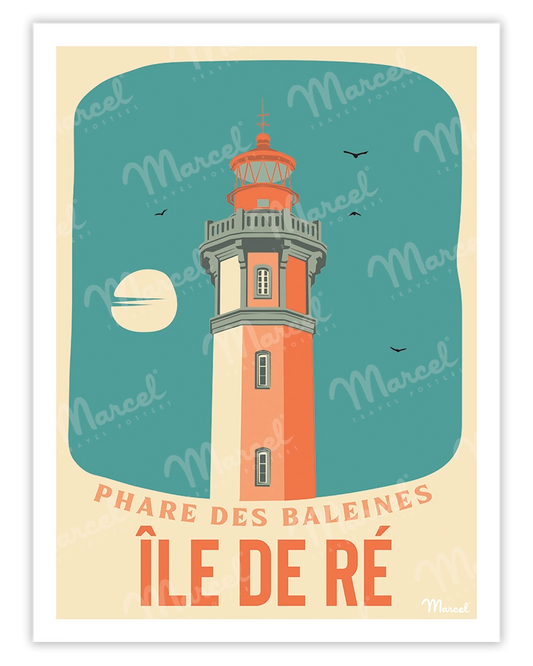 Poster ÎLE DE RÉ "Whale Lighthouse"