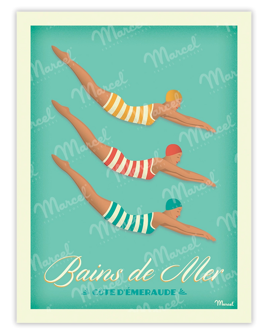Affiche CÔTE D'ÉMERAUDE "Bains de Mer"