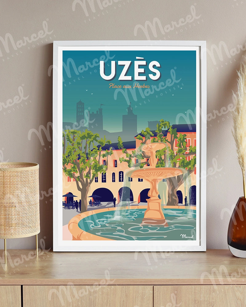 Affiche UZES "Place aux Herbes"