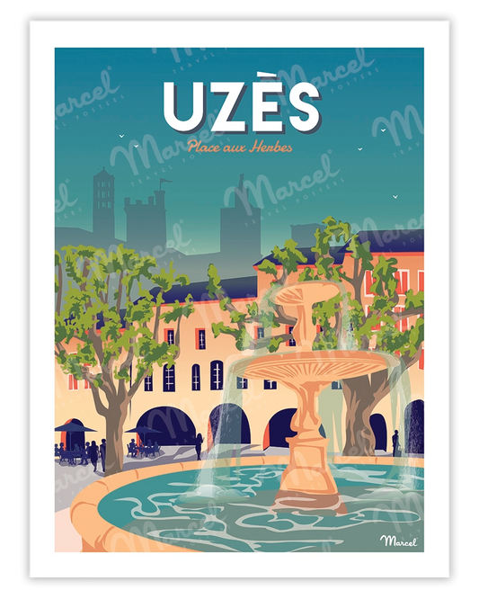 UZÈS "Place aux Herbes" poster