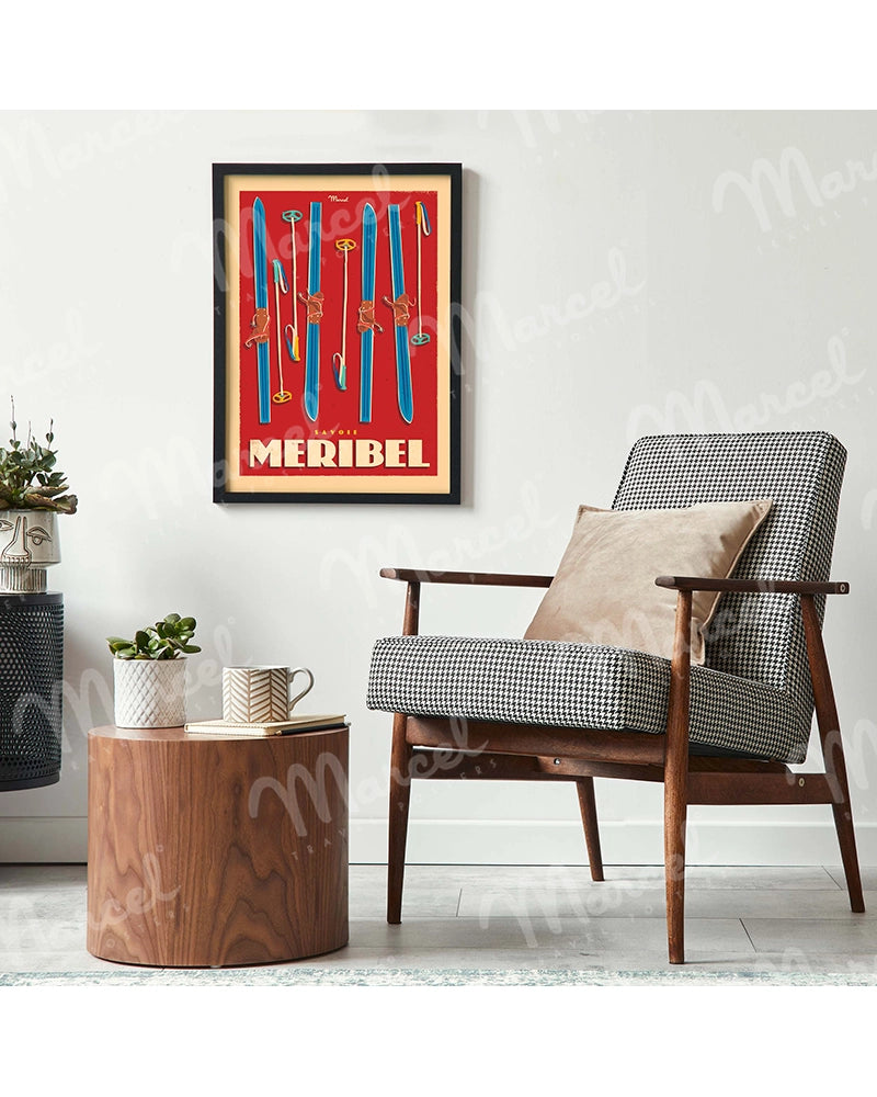 Affiche MERIBEL "Skis Set"