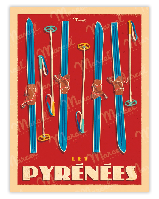 Poster THE PYRENEES "Skis Set"