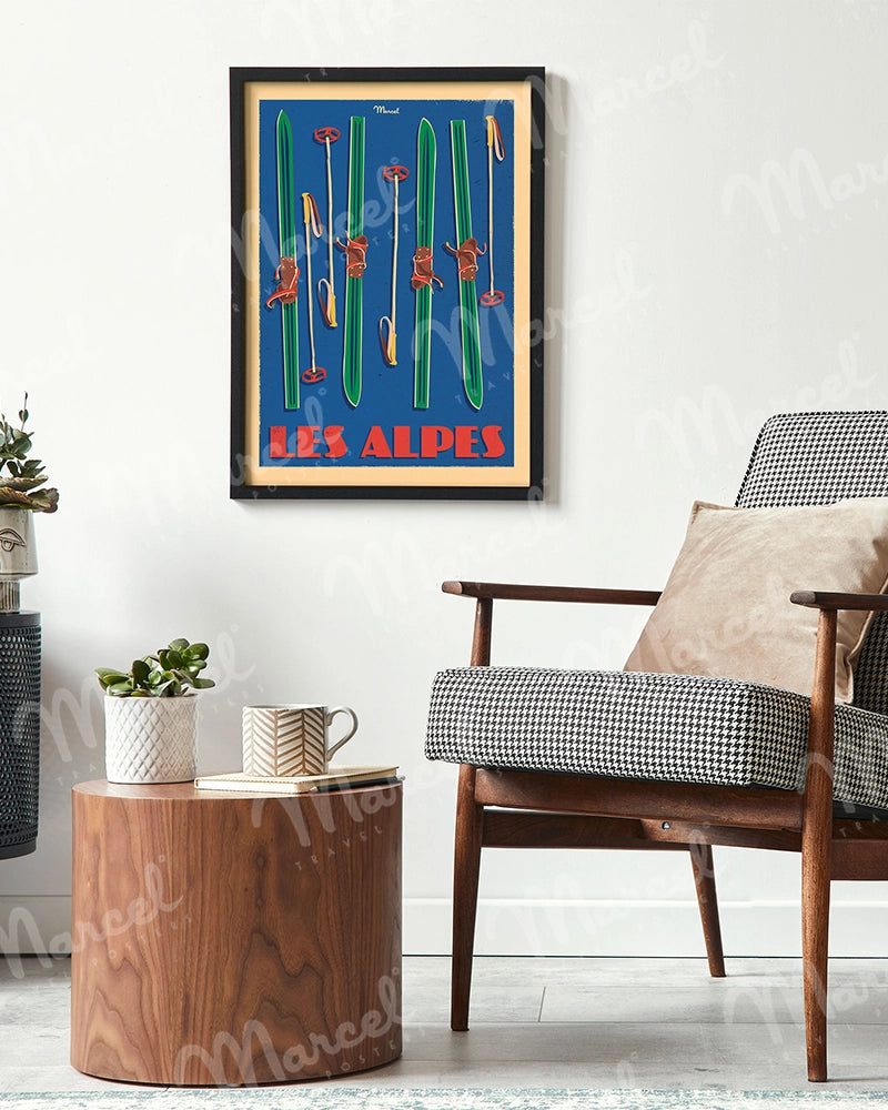 Affiche LES ALPES "Skis Set"