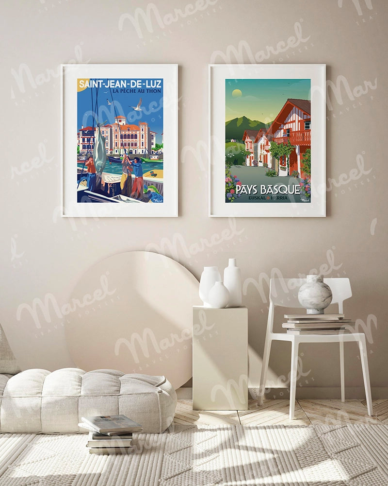 Affiche PAYS BASQUE "Village Basque"