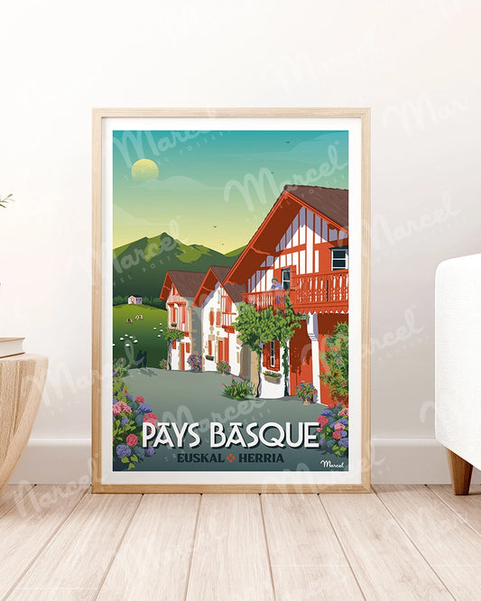 Affiche PAYS BASQUE "Village Basque"