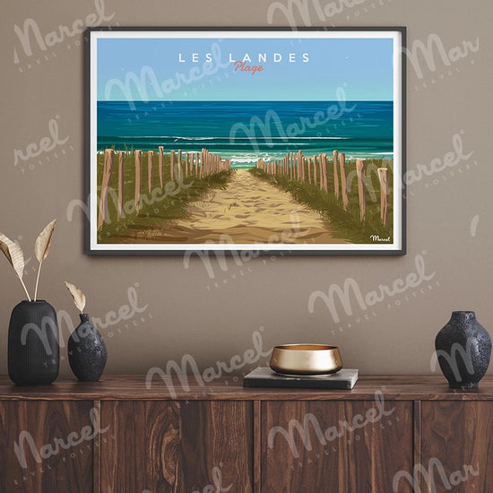 Affiche LES LANDES "Plage"
