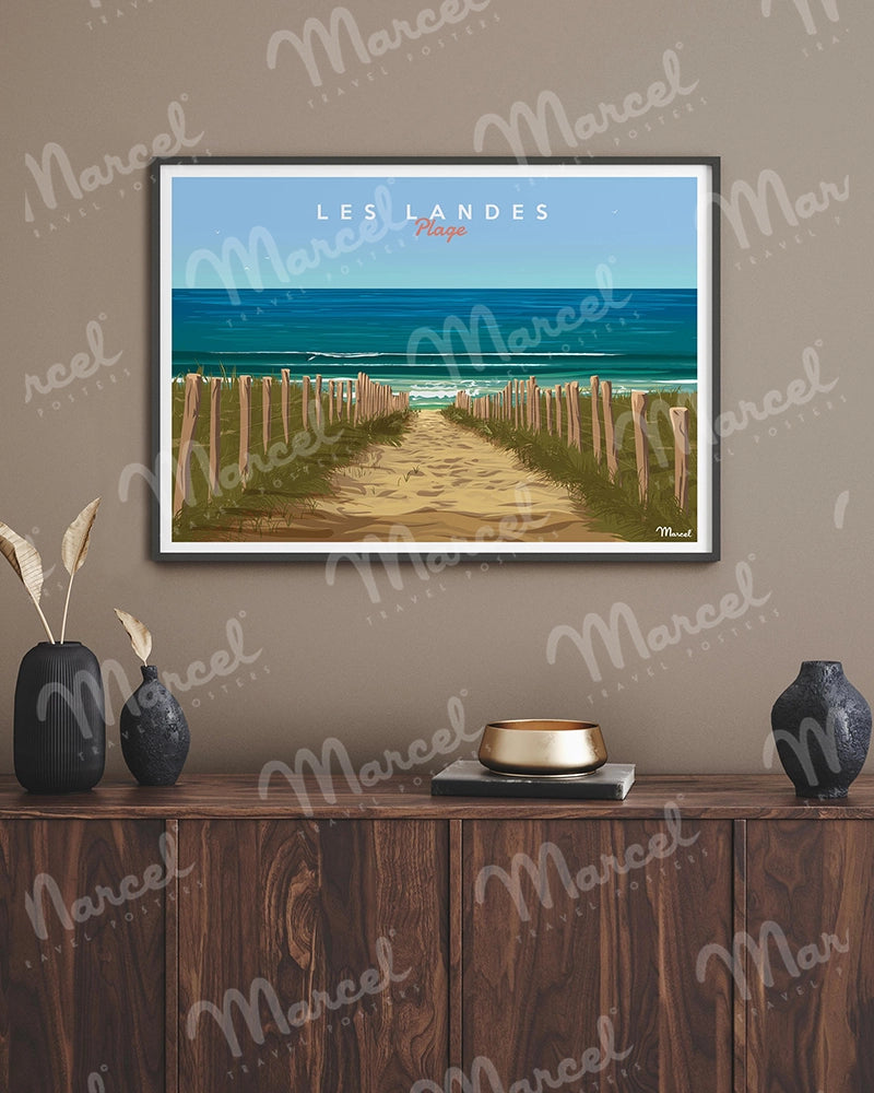 Affiche LES LANDES "Plage"