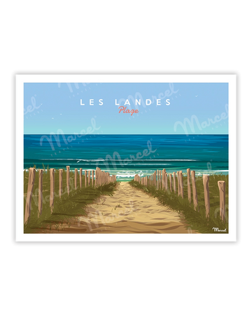 Affiche LES LANDES "Plage"
