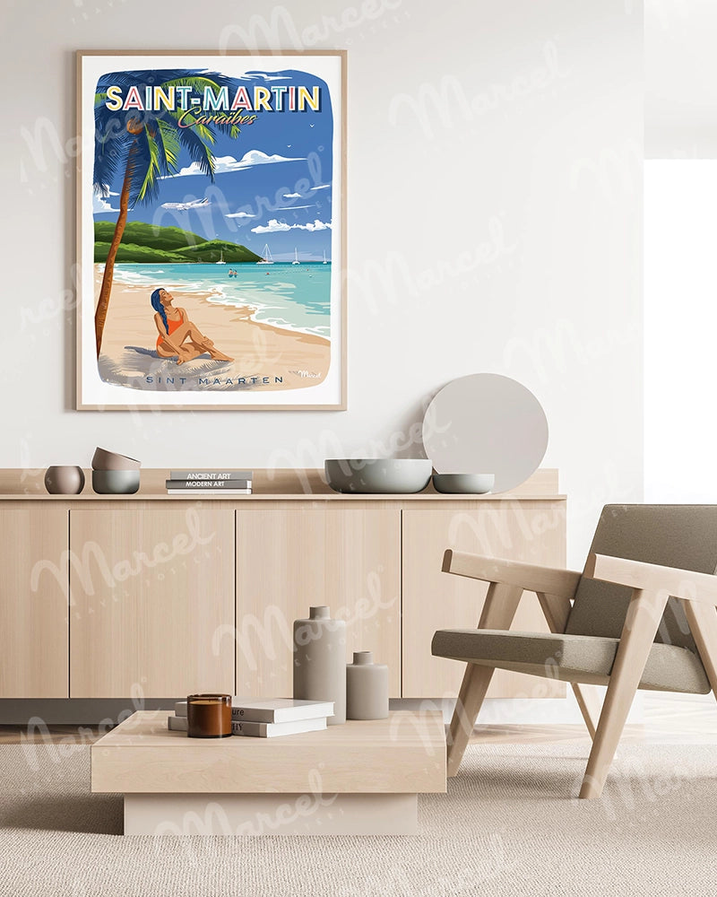 Affiche SAINT-MARTIN "Caraïbes"