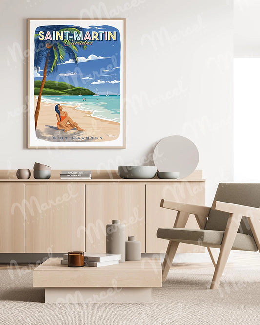 Affiche SAINT-MARTIN "Caraïbes"