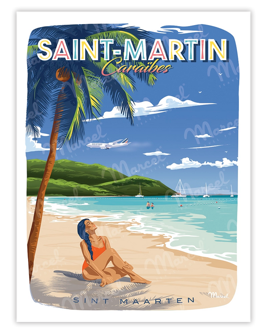 Affiche SAINT-MARTIN "Caraïbes"
