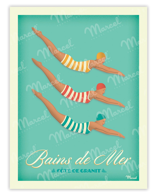 Affiche BAINS DE MER « Côte de Granit Rose »