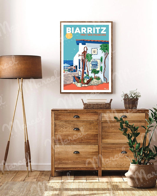 Affiche BIARRITZ "Port des Pêcheurs"