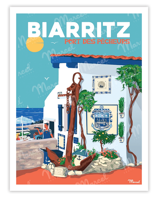 Affiche BIARRITZ "Port des Pêcheurs"