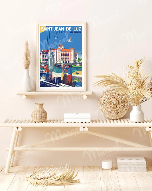 Affiche SAINT JEAN DE LUZ "La pêche au thon"