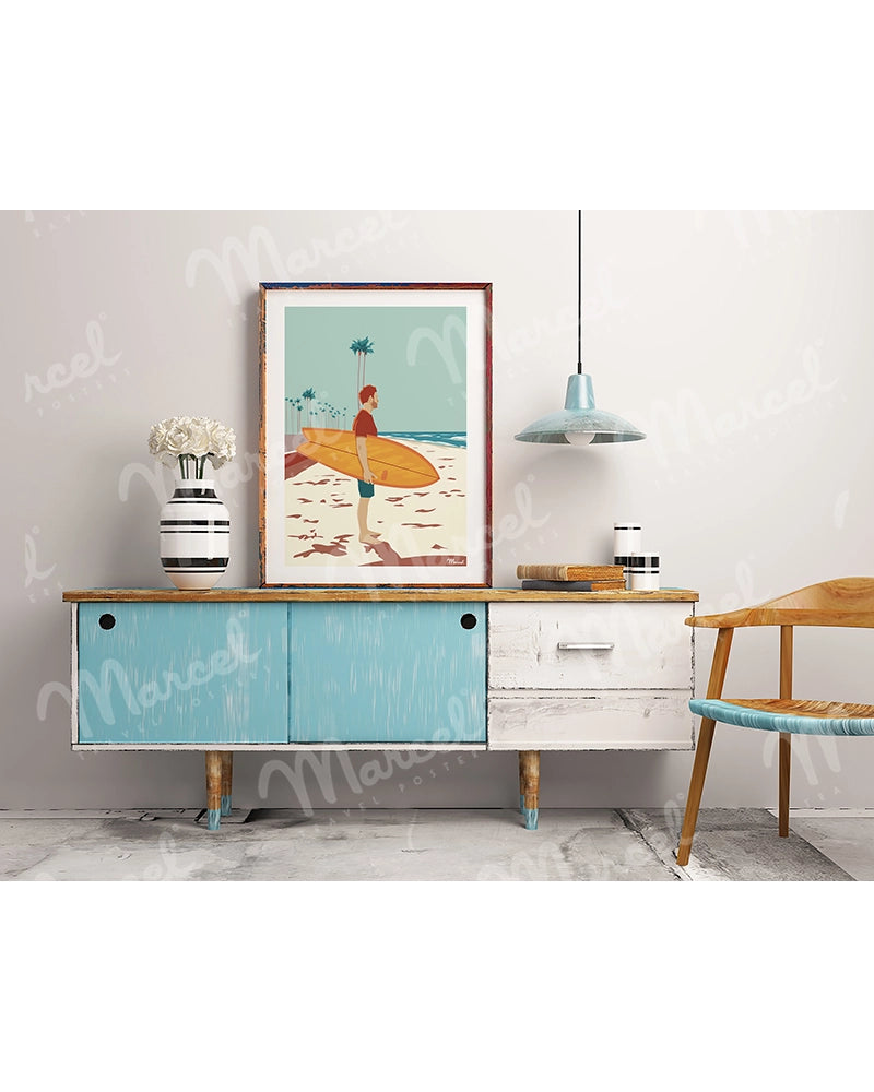 Affiche "Surf Checking Waves"