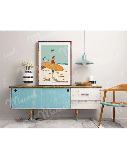 Affiche "Surf Checking Waves"