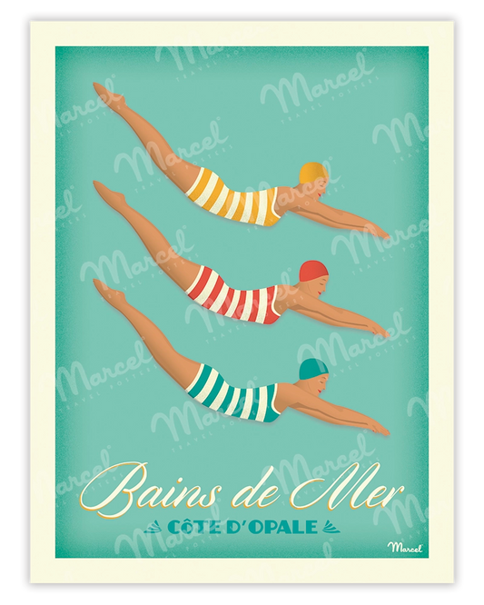 Affiche BAINS DE MER "Côte d'Opale"