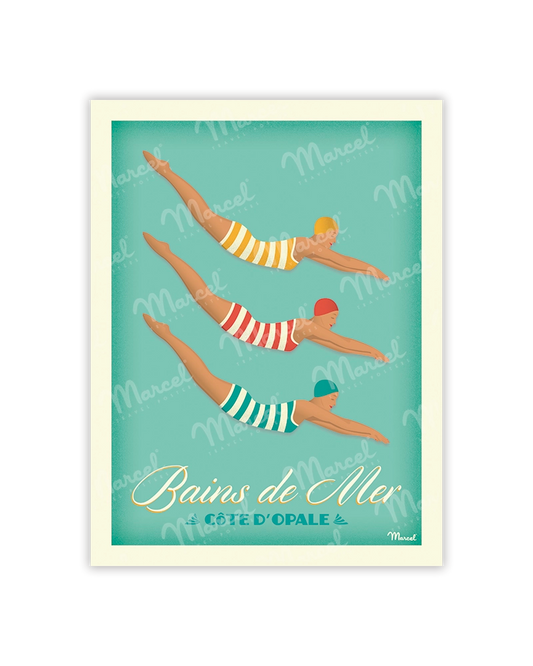 Postcard SEA BATHING "Opal Coast"