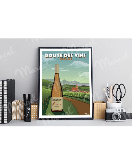 Affiche "La Route des Vins d'ALSACE"