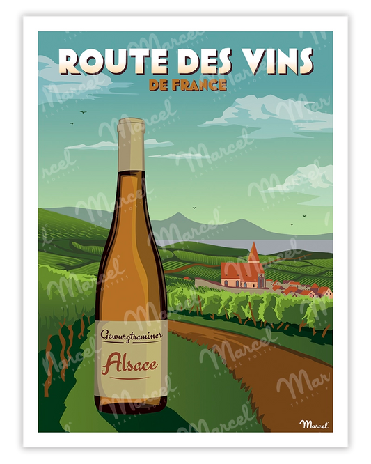 Affiche "La Route des Vins d'ALSACE"