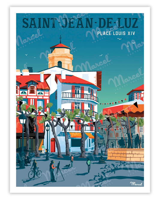 Affiche SAINT-JEAN-DE-LUZ "Place Louis XIV"