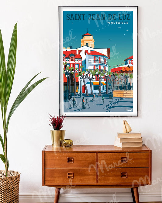 Affiche SAINT-JEAN-DE-LUZ "Place Louis XIV"