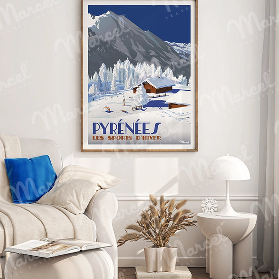 Affiche LES PYRÉNÉES "Chalets d'altitude"
