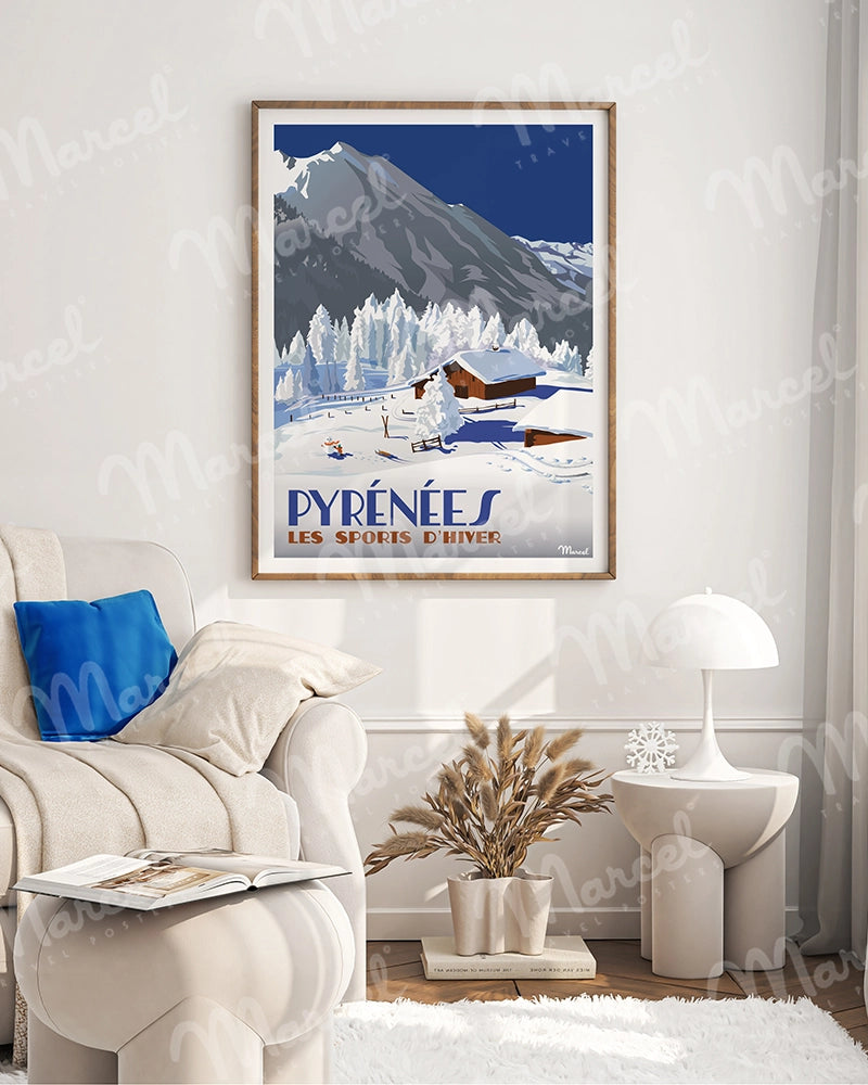 Affiche LES PYRÉNÉES "Chalets d'altitude"