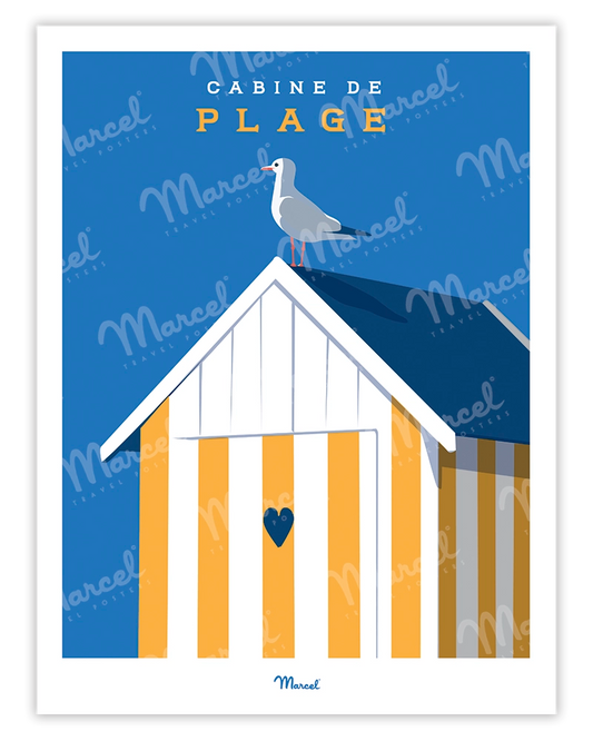 Affiche Travel Color "Cabine de Plage Jaune"